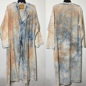 A Rare Bird Long Duster Jacket in  Distressed Denim Wash OS
